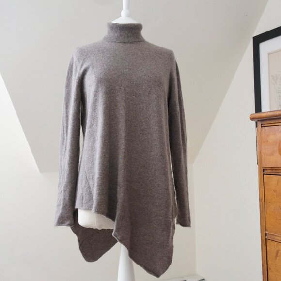 Magaschoni Dark Oatmeal Gray 100% Cashmere Turtleneck Tunic Size Large - Picture 6 of 8